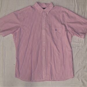 Polo Ralph Lauren Mens 2XLT Pink Striped Seersucker Short Sleeve Button Down